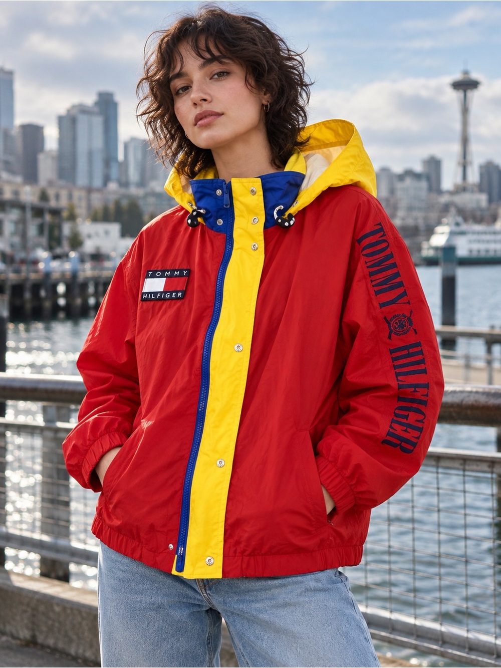Vintage Tommy Hilfiger 90s Colorblock Windbreaker Jacket Medium